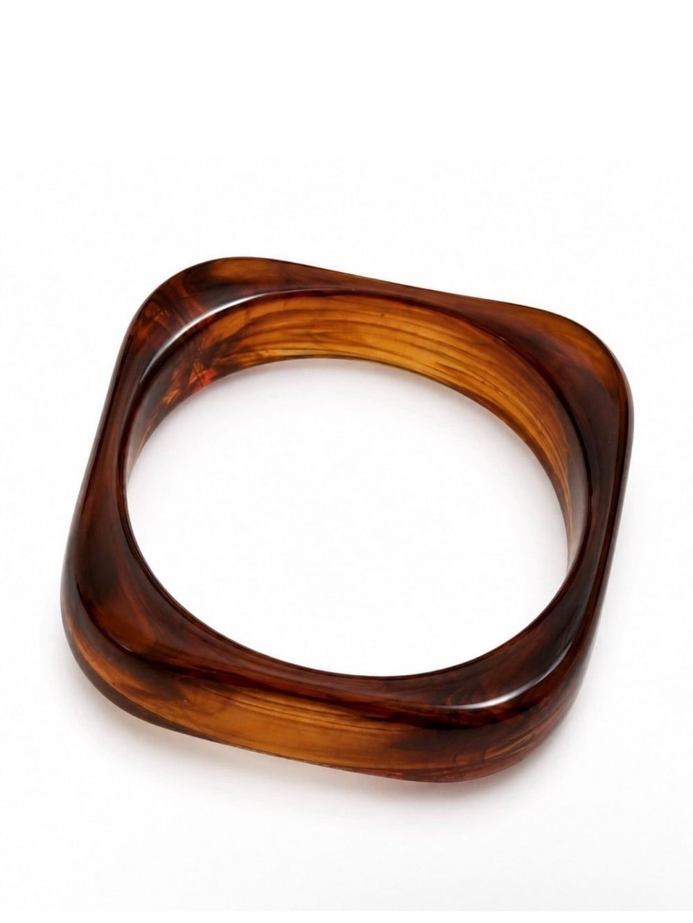 Square Tortoiseshell Resin Bangle Bracelet - Brown by Mayamar - Picture 5 of 6